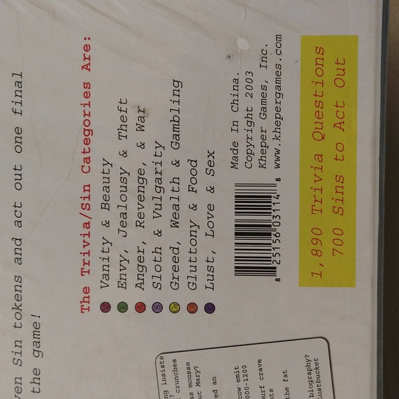 7 Deadly Sins The Game Of Naughty Trivia & Sinful Dares - Picture 3 of 4